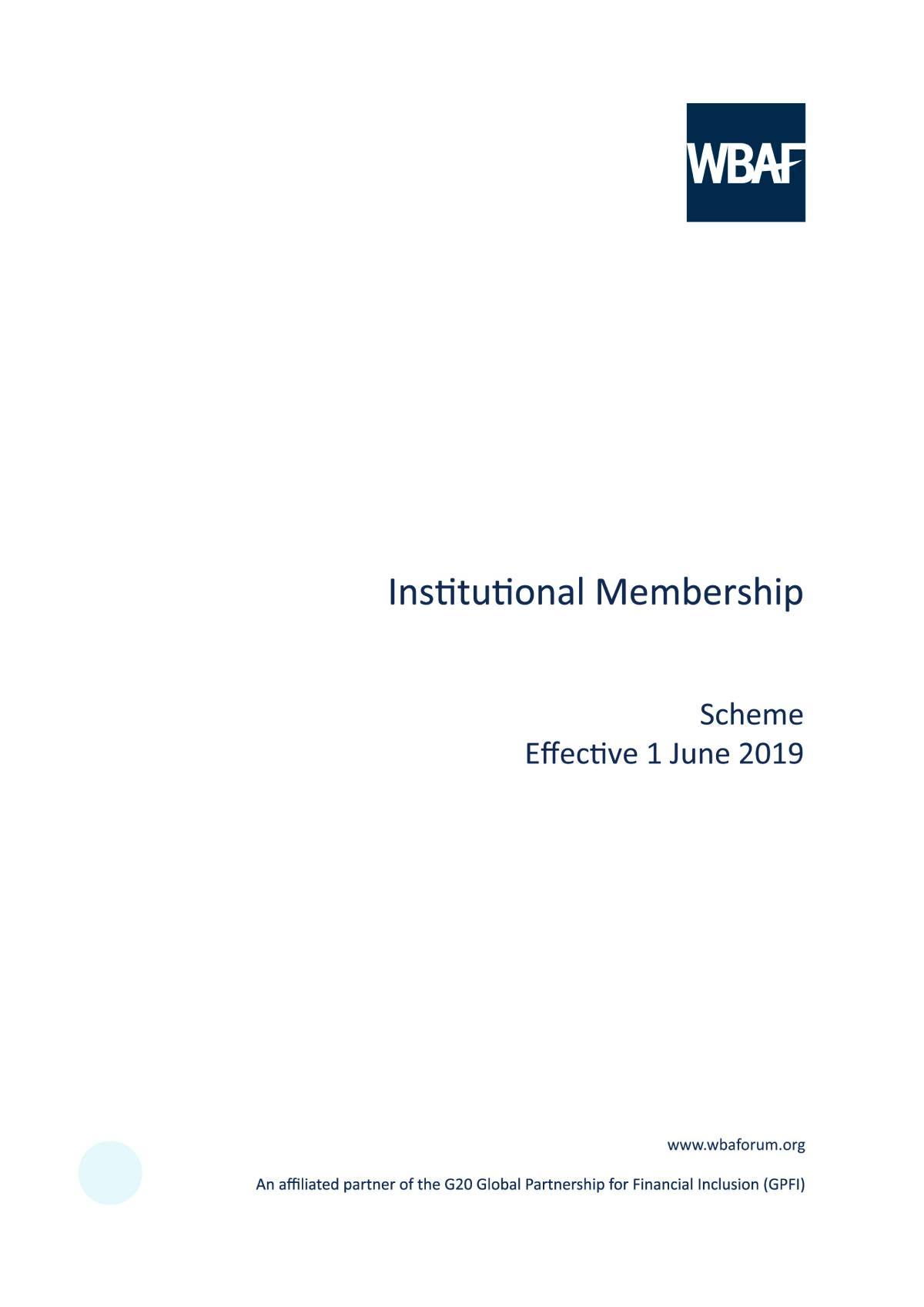 Instutuional Membership - scheme